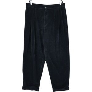 Vtg Pure Stuff Corduroy Pant 40(38x30) Men Black Pleats Cuffs Full Cut Retro Y2K